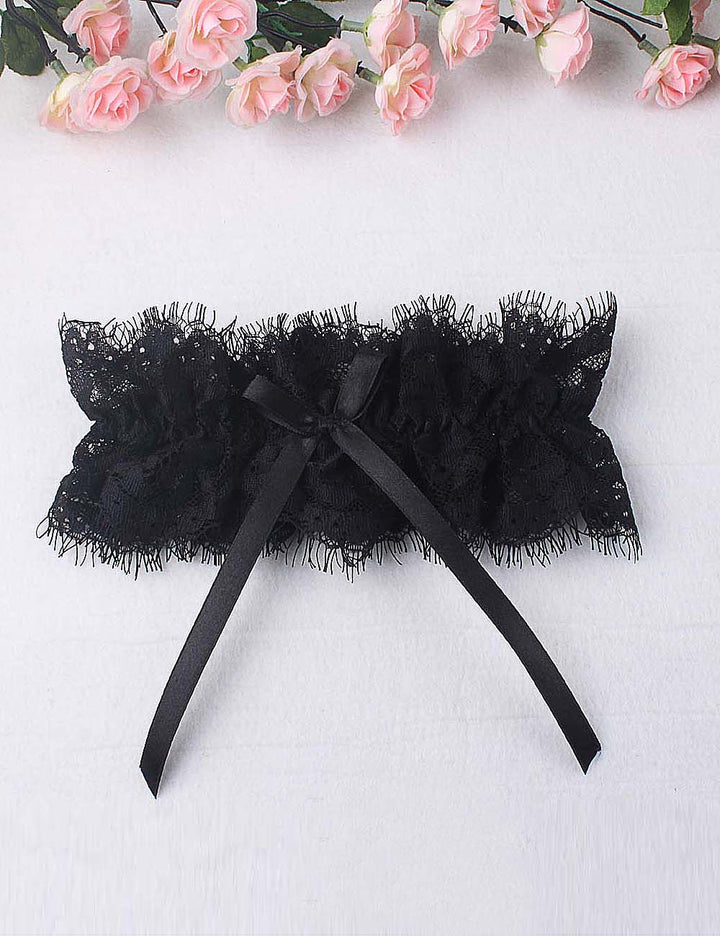 Eyelash Lace Bow Leg Ring - LushIntimate 