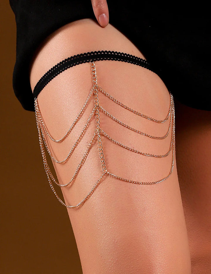 Gold Sexy Four Layers Chain Leg Ring - LushIntimate 