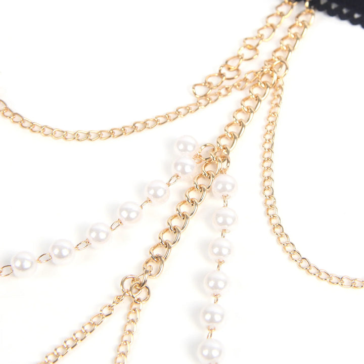 Gold Sexy Pearl Chain Leg Ring - LushIntimate 