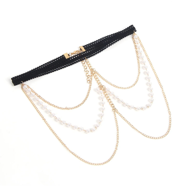 Gold Sexy Pearl Chain Leg Ring - LushIntimate 