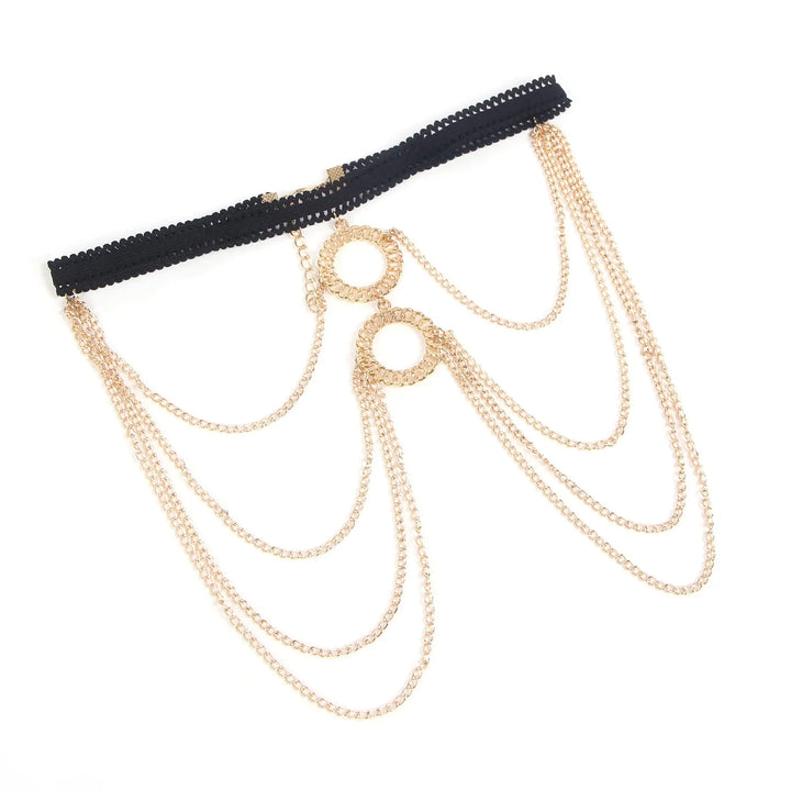 Gold Sexy Four Layers Double Circles Chain Leg Ring - LushIntimate 