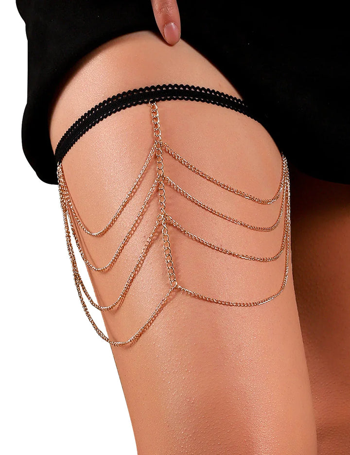 Gold Sexy Four Layers Chain Leg Ring - LushIntimate 